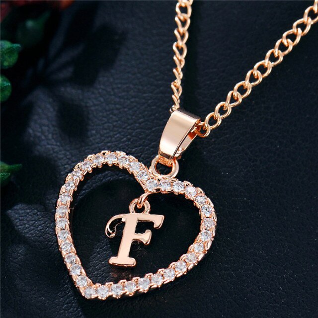 Romantic Love Pendant Necklace For Girls 2019 Women Rhinestone Initial Letter Necklace Alphabet Gold Collars Trendy New Charms