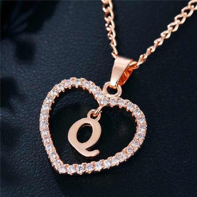 Romantic Love Pendant Necklace For Girls 2019 Women Rhinestone Initial Letter Necklace Alphabet Gold Collars Trendy New Charms