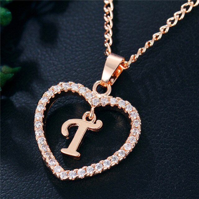 Romantic Love Pendant Necklace For Girls 2019 Women Rhinestone Initial Letter Necklace Alphabet Gold Collars Trendy New Charms