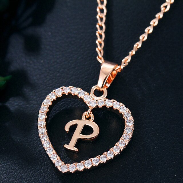 Romantic Love Pendant Necklace For Girls 2019 Women Rhinestone Initial Letter Necklace Alphabet Gold Collars Trendy New Charms