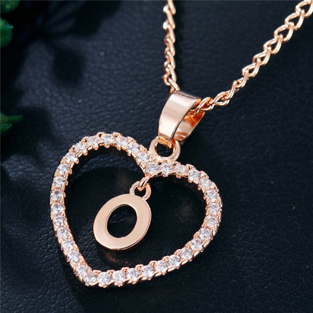 Romantic Love Pendant Necklace For Girls 2019 Women Rhinestone Initial Letter Necklace Alphabet Gold Collars Trendy New Charms