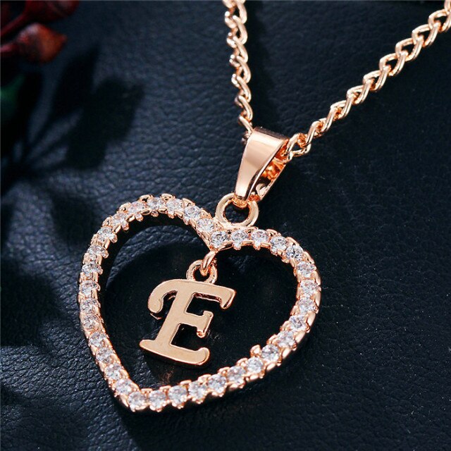 Romantic Love Pendant Necklace For Girls 2019 Women Rhinestone Initial Letter Necklace Alphabet Gold Collars Trendy New Charms