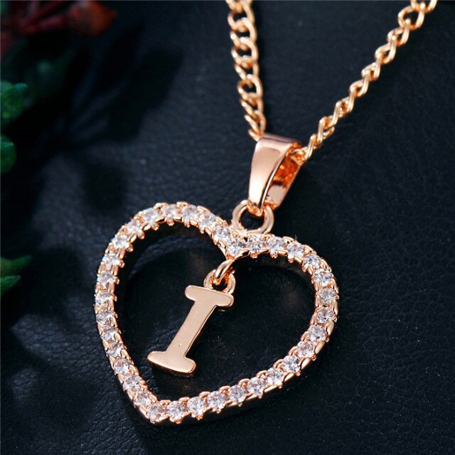 Romantic Love Pendant Necklace For Girls 2019 Women Rhinestone Initial Letter Necklace Alphabet Gold Collars Trendy New Charms