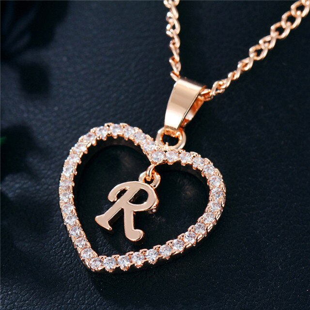 Romantic Love Pendant Necklace For Girls 2019 Women Rhinestone Initial Letter Necklace Alphabet Gold Collars Trendy New Charms