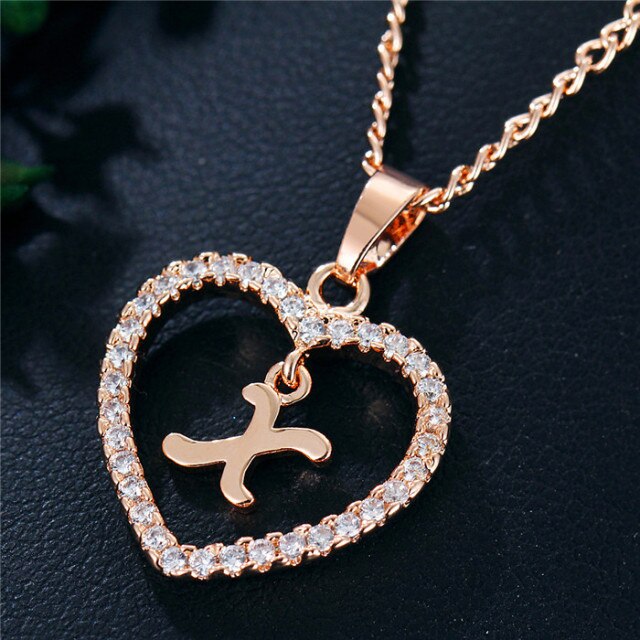 Romantic Love Pendant Necklace For Girls 2019 Women Rhinestone Initial Letter Necklace Alphabet Gold Collars Trendy New Charms