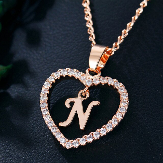 Romantic Love Pendant Necklace For Girls 2019 Women Rhinestone Initial Letter Necklace Alphabet Gold Collars Trendy New Charms