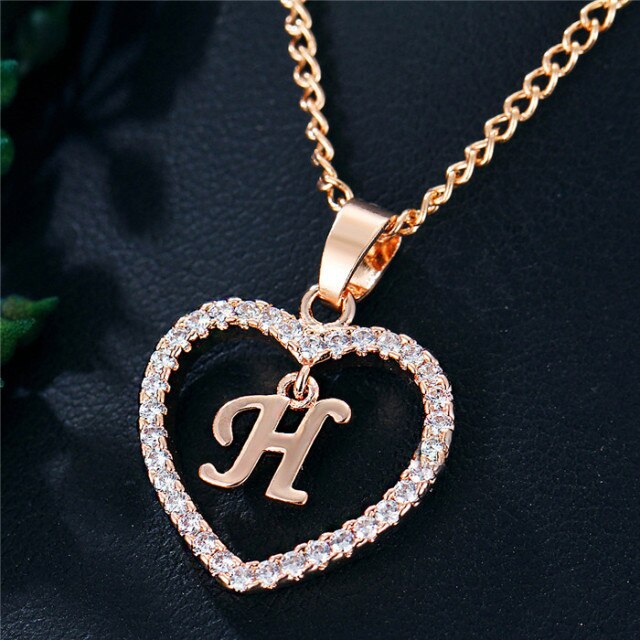 Romantic Love Pendant Necklace For Girls 2019 Women Rhinestone Initial Letter Necklace Alphabet Gold Collars Trendy New Charms