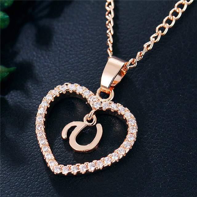 Romantic Love Pendant Necklace For Girls 2019 Women Rhinestone Initial Letter Necklace Alphabet Gold Collars Trendy New Charms