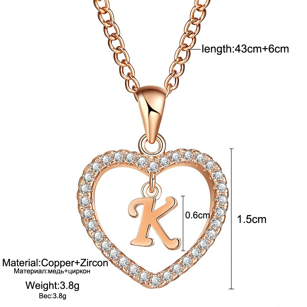 Romantic Love Pendant Necklace For Girls 2019 Women Rhinestone Initial Letter Necklace Alphabet Gold Collars Trendy New Charms