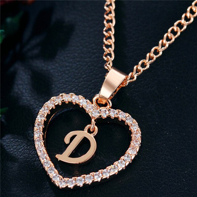 Romantic Love Pendant Necklace For Girls 2019 Women Rhinestone Initial Letter Necklace Alphabet Gold Collars Trendy New Charms