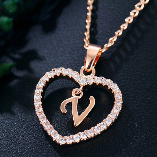 Romantic Love Pendant Necklace For Girls 2019 Women Rhinestone Initial Letter Necklace Alphabet Gold Collars Trendy New Charms