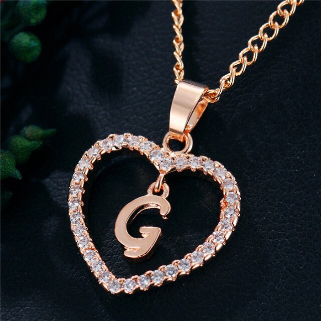 Romantic Love Pendant Necklace For Girls 2019 Women Rhinestone Initial Letter Necklace Alphabet Gold Collars Trendy New Charms