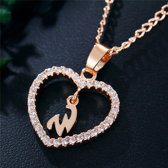 Romantic Love Pendant Necklace For Girls 2019 Women Rhinestone Initial Letter Necklace Alphabet Gold Collars Trendy New Charms